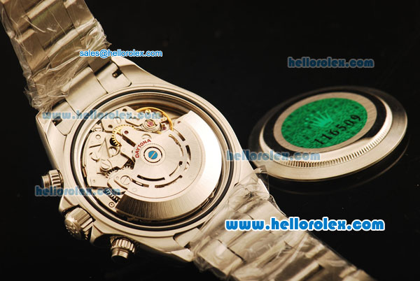 Rolex Daytona Swiss Valjoux 7750 Automatic Movement Full Steel with White Dial and Black Subdials - Click Image to Close